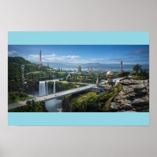 Poster Ville extraterrestre paisible (Devant)