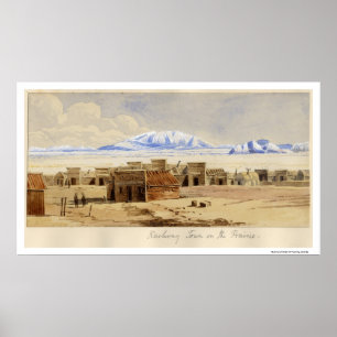 Poster Ville ferroviaire sur la prairie