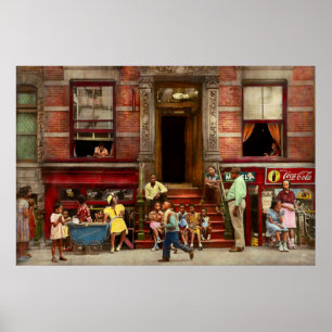 Poster Ville - Harlem NY - Vie sur le perron 1935