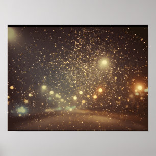 Poster Ville illuminée par une nuit pluvieuse