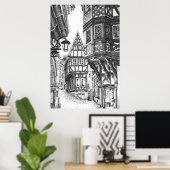 Poster Ville médiévale (Bureau à domicile)