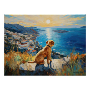 Poster Ville méditerranéenne idyllique, Labrador Retrieve