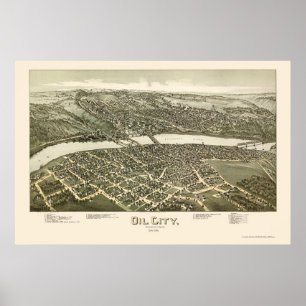 Poster Ville pétrolière, PA Carte panoramique - 1896