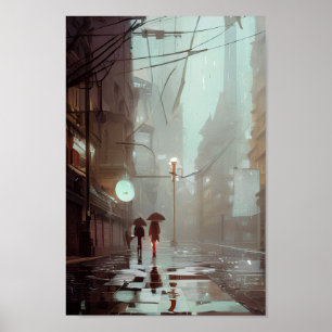 Poster ville pluvieuse