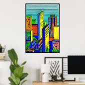 Poster Ville Skyline 14 (Bureau à domicile)