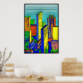 Poster Ville Skyline 14 (Cuisine)