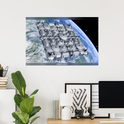 Poster Ville spatiale (Bureau à domicile)