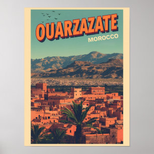 Poster Ville vintage de Ouarzazate kasbah désert du Sahar