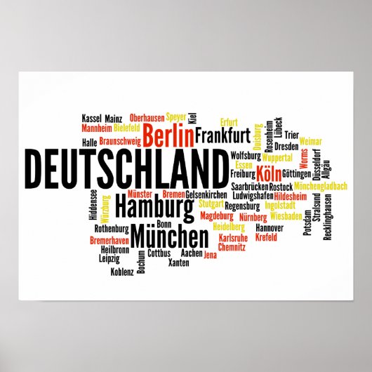 Poster Villes allemandes - Deutsche Städte (Devant)