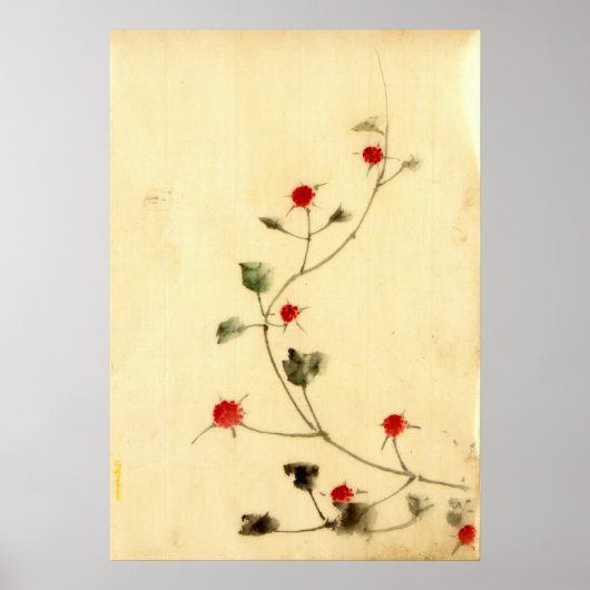 Poster Vin aux fleurs rouges 1840 (Devant)