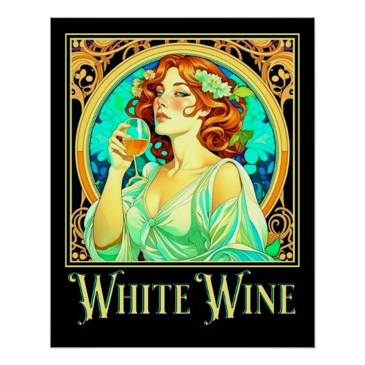 Poster Vin blanc Art nouveau (Devant)
