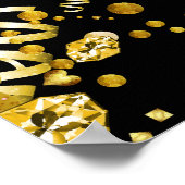 Poster Vin Bouteille Verre Or Noir Anniversaire Bannière (Coin)