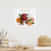 Poster Vin chaud de fête avec illustration d'ingrédients (Cuisine)