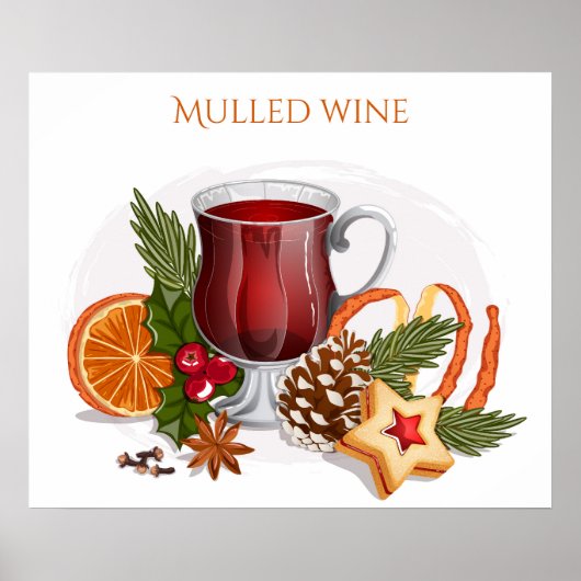 Poster Vin chaud de fête avec illustration d'ingrédients (Devant)