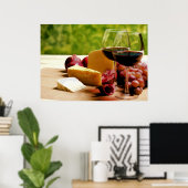 Poster Vin de campagne, fromage et fruits (Bureau à domicile)