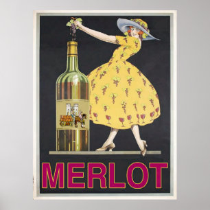 Poster Vin de merlot vintage
