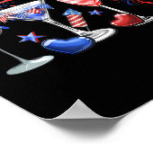 Poster Vin drôle Gl Rouge Blanc Bleu Feu d'artifice Joyeu (Coin)