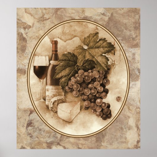 Poster Vin et fromage (Devant)