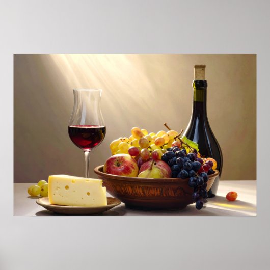 Poster Vin, Fruits et Fromage (Devant)