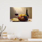 Poster Vin, Fruits et Fromage (Cuisine)