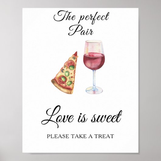 Poster Vin Pizza Douche nuptiale L'amour est doux (Devant)