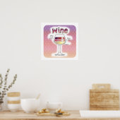 Poster VIN, PLUS DE VIN, ENCORE PLUS DE VIN 18"x18" (Cuisine)