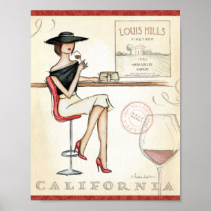 Poster Vin potable de femme à la mode