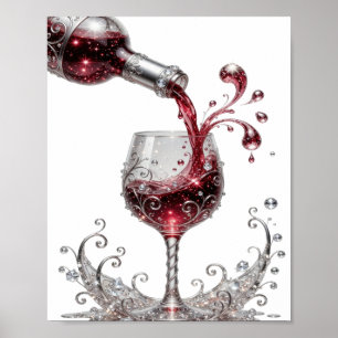 Poster Vin rouge argenté iconique