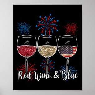 Poster Vin Rouge Et Bleu 4 juillet Vin Rouge Blanc Bleu