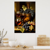 Poster Vin Rouge Et Raisins (Cuisine)