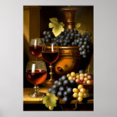 Poster Vin Rouge Et Raisins (Devant)