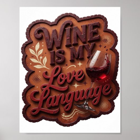 POSTER VIN ROUGE JOYEUX EST MA LANGUE DE L'AMOUR (Devant)