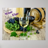 Poster Vin Rouge Vin Blanc Vin Raisins Vin Baril (Devant)