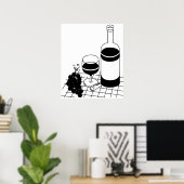 Poster Vin Verre et bouteille Raisins Boisson alimentaire (Bureau à domicile)