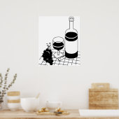 Poster Vin Verre et bouteille Raisins Boisson alimentaire (Cuisine)