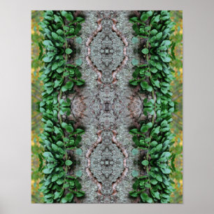 Poster Vin vert feuillus sur miroir d'arbre Abstrait