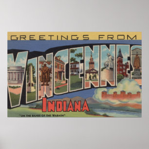 Poster Vincennes, Indiana - Scènes de grandes lettres