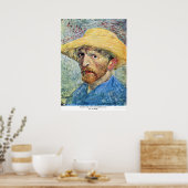 Poster Vincent avec casquette paille et chemise bleue de  (Cuisine)
