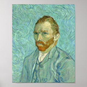 Poster Vincent Van Gogh Autoportrait Arrière - plan bleu