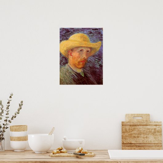 Poster Vincent van Gogh Autoportrait avec Casquette paill (Cuisine)
