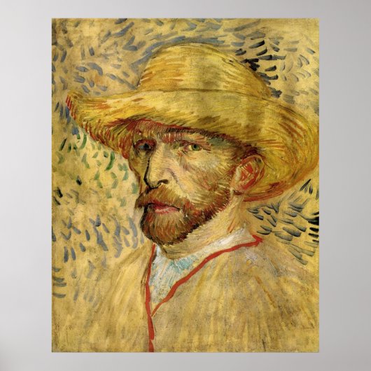 Poster Vincent van Gogh Autoportrait avec Casquette paill (Devant)