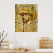 Poster Vincent van Gogh Autoportrait avec Casquette paill (Cuisine)