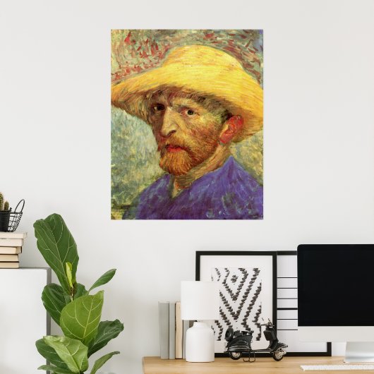 Poster Vincent van Gogh Autoportrait avec Casquette paill (Bureau à domicile)