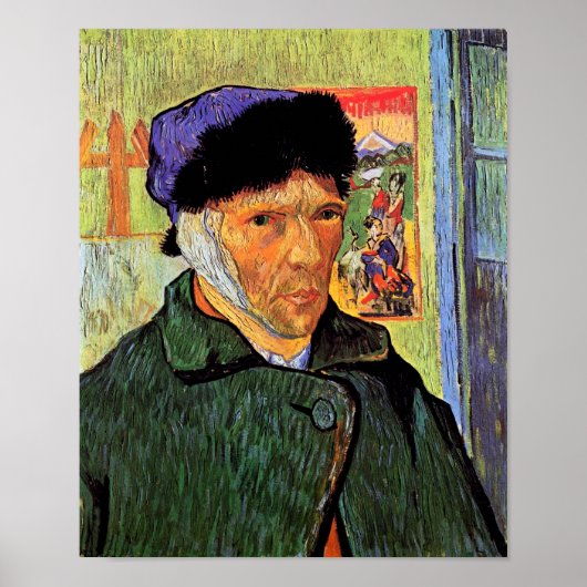 Poster Vincent Van Gogh - Autoportrait avec l'oreille ban (Devant)