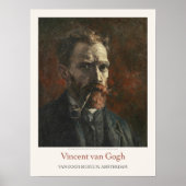 Poster Vincent van Gogh Autoportrait avec Pipe Art Imprim (Devant)
