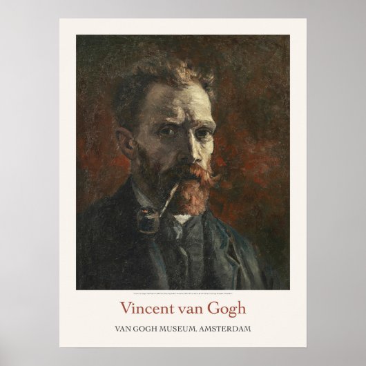 Poster Vincent van Gogh Autoportrait avec Pipe Art Imprim (Devant)