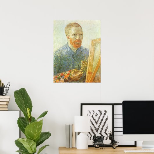 Poster Vincent van Gogh - Autoportrait devant Easel (Bureau à domicile)