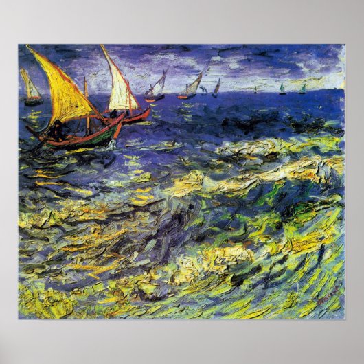 Poster Vincent van Gogh Bateaux de pêche à Saintes-Maries (Devant)