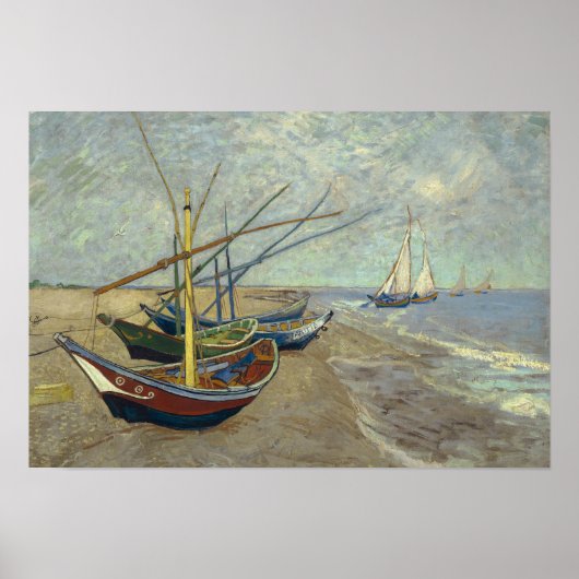 Poster Vincent van Gogh - Bateaux de pêche sur la plage (Devant)