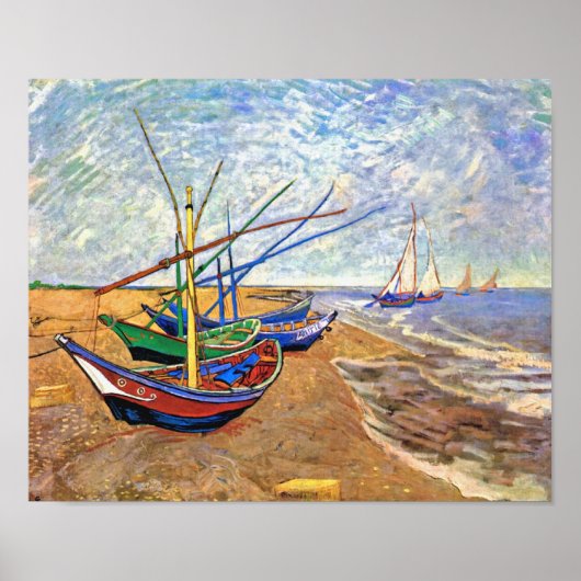 Poster Vincent Van Gogh - Bateaux De Pêche Sur La Plage (Devant)